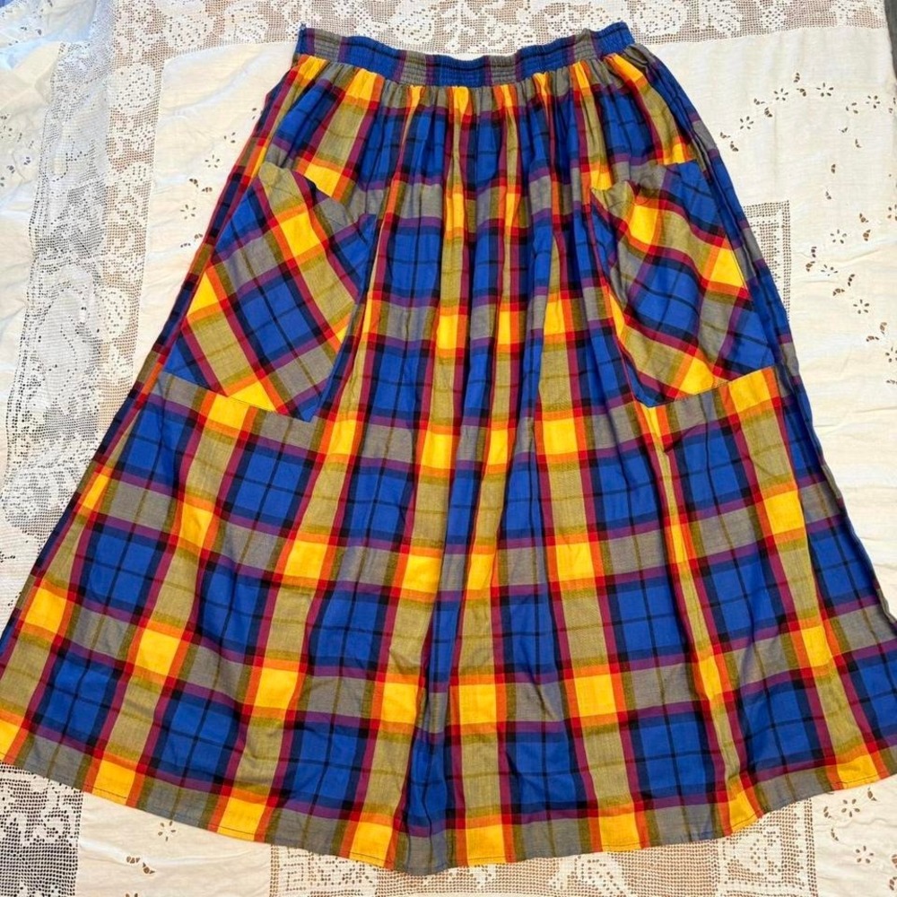 M's Paquette Vintage Plaid Pocket Skirt Small